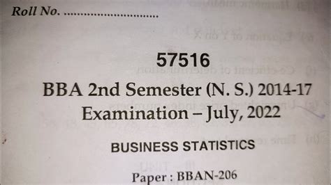 Bba Sem Business Statistics Question Paper Youtube