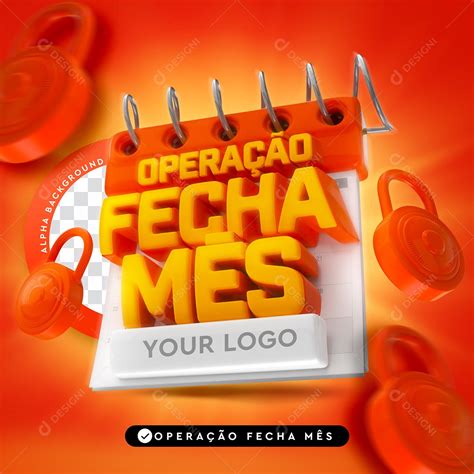 Selo 3D Para Composição Operação Fecha Mês PSD download Designi