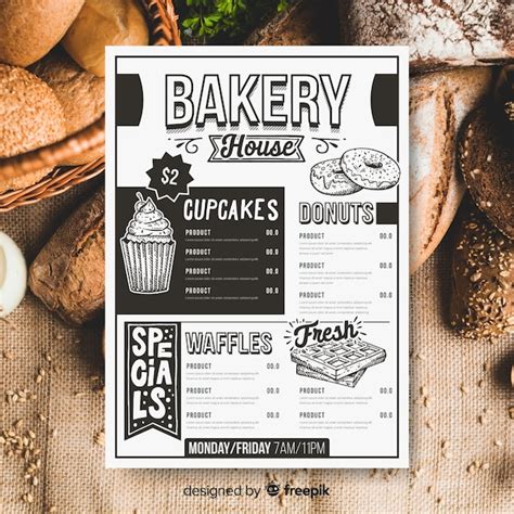 Retro Bakery Menu Template Free Vector