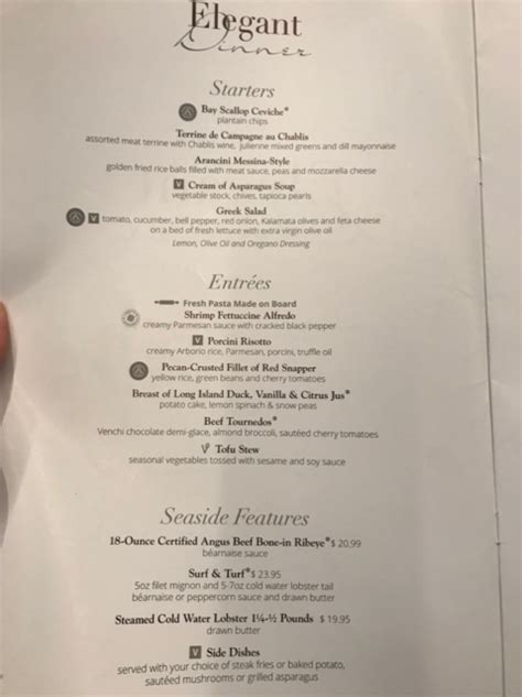 Seaside Menus Food Pics And Daily Planners From 4 14 Eastern Cruise Msc Cruises Cruise