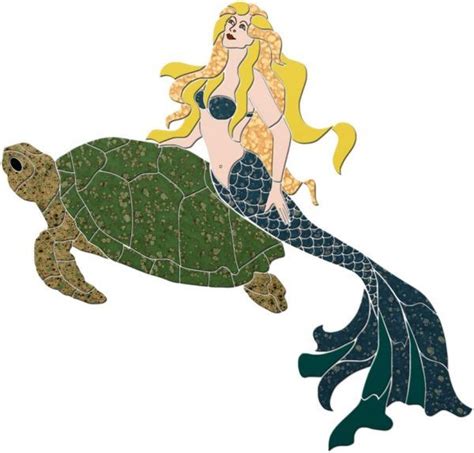 Mermaid And Turtle Ceramic Pool Mosaic Blue Water Pool Mosaics Mosaic