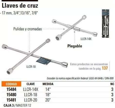 Llave Cruz Plegable 14 Truper 15484 Envío gratis