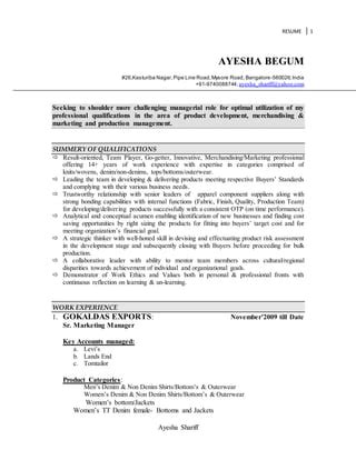 Ayesha Shariff CV 1 PDF