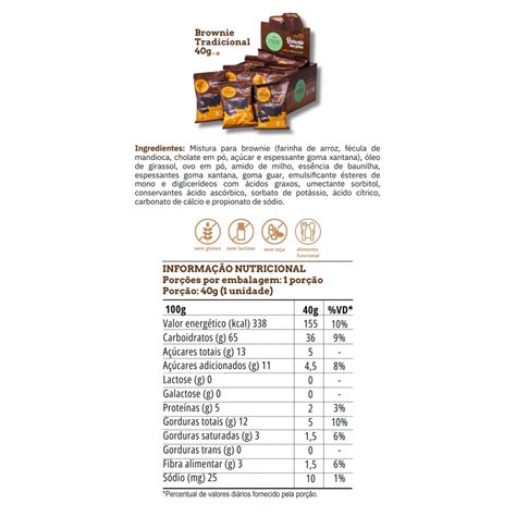 Brownie de Chocolate 40g Sem Glúten e Sem Leite