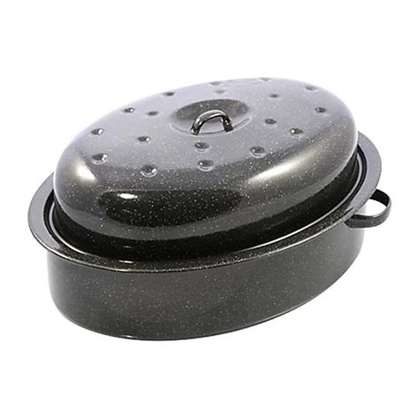 Falcon Enamel Oval Roaster 38x28x17cm Black Fast Shipping