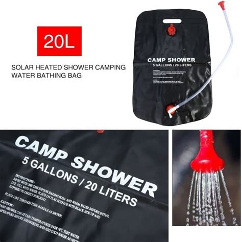 Sac D Eau De Douche Solaire 20L Chauffage Solaire En PVC Avec Buse Pour