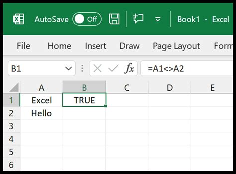 Does Not Equal Operator Excel Formula