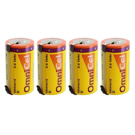 4X OmniCel ER34615 3 6V 19Ah D High Energy Lithium Battery Tabs Meter