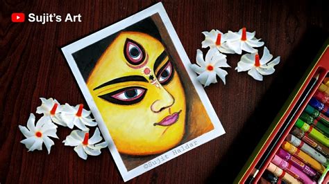 Maa Durga Face Oil Pastel Drawing Durga Puja Easy Pastels Colour