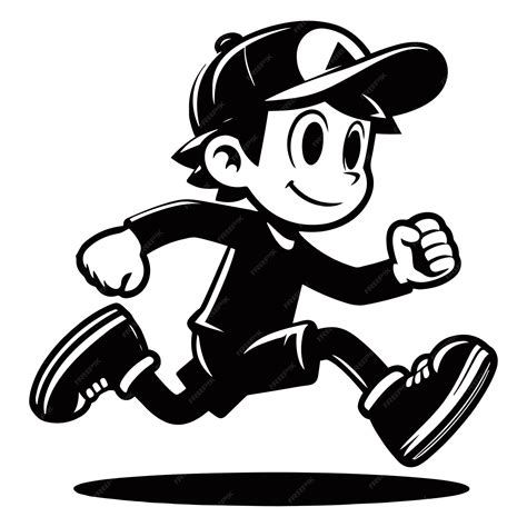 Premium Vector | Black vector of a cartoon boy running