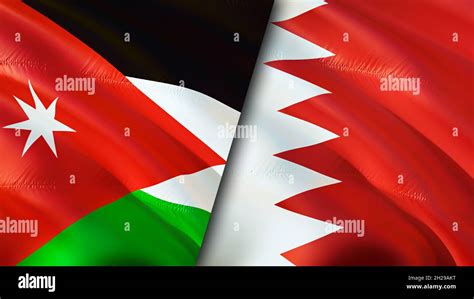 Jordan and Bahrain flags. 3D Waving flag design. Bahrain Jordan flag, picture, wallpaper. Jordan ...