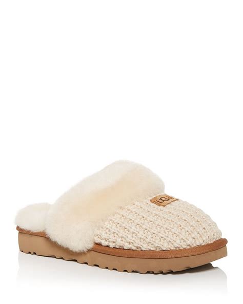 Ugg Womens Cozy Sheepskin Trimmed Knit Slippers In Cream Modesens