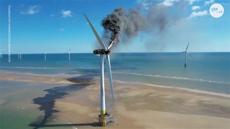 Wind Turbine Catches Fire Off British Coast One News Page Video