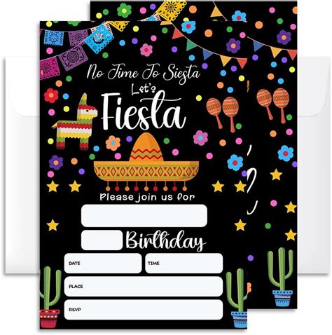 Amazon Fiesta Birthday Invitation Cards With Envelopes Pack Of