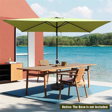 Sunrinx 9 Ft Rectangular Lime Green Patio Umbrella With Crank Open