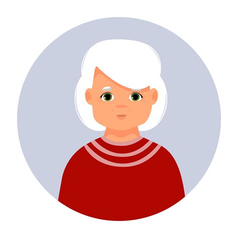 Portrait Of Elderly Woman Avatar Of Female Person Vector Icon Of