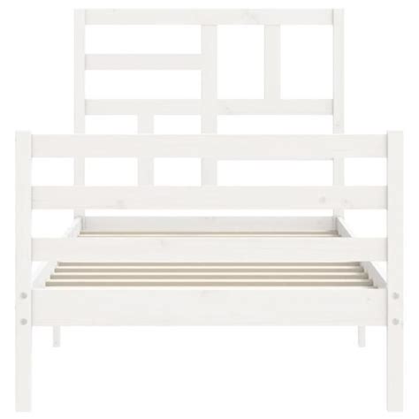 Cadre De Lit En Bois Massif Blanc 90x200 Cm QQMORA LEX Cdiscount