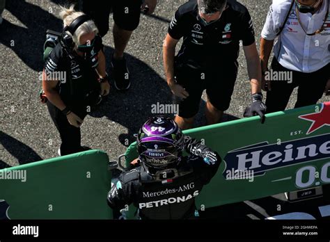 Mercedes Amg F Celebrates In Parc Ferme Angela Cullen Hi Res Stock