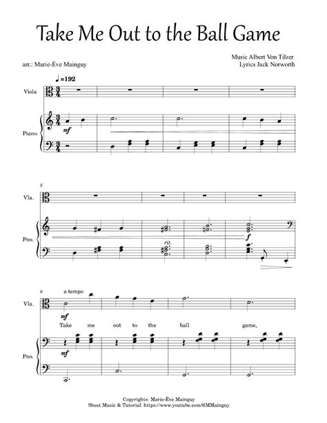 Take Me Out To The Ball Game Sheet Music Marie Ève Mainguy Viola And Piano