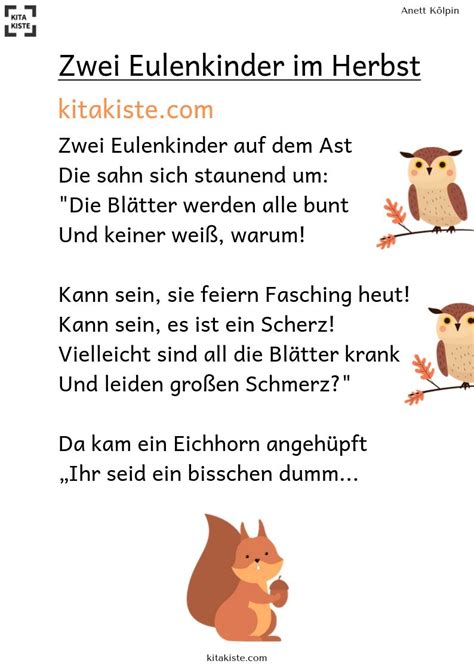 Herbstgedicht F R Kinder Kinder