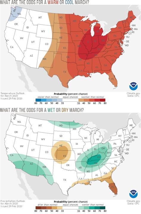 Temperature And Precipitation Outlooks For March Noaa Climate Gov