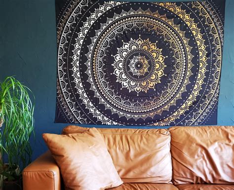 Wandkleed Wanddecoratie Mandala Kleed X Cm Donkerblauw