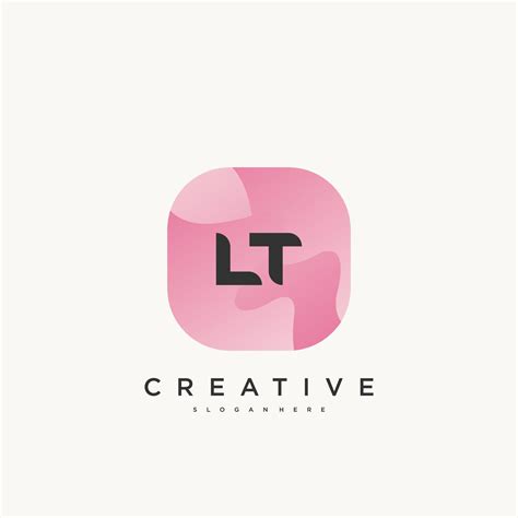 LT Initial Letter Logo Icon Design Template Elements With Wave Colorful