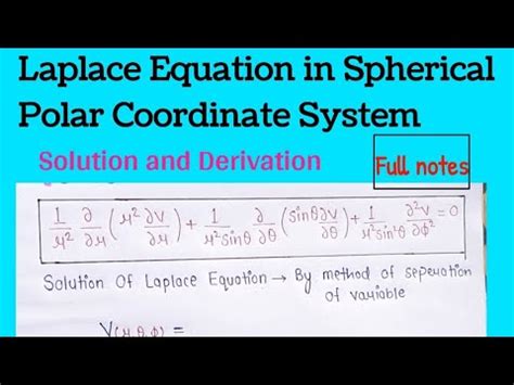 Laplace Equation In Spherical Coordinate Solution Of Lapalce