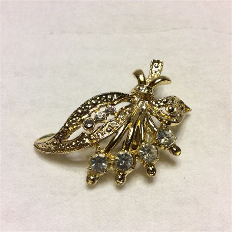 Vintage Ajc American Jewelry Company Rhinestone Corsage Brooch Pin Etsy