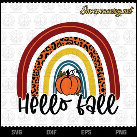 Hello Fall Rainbow Svg Leopard Rainbow Svg Hello Fall Svg Fall And Autumn Shirt Design Fall