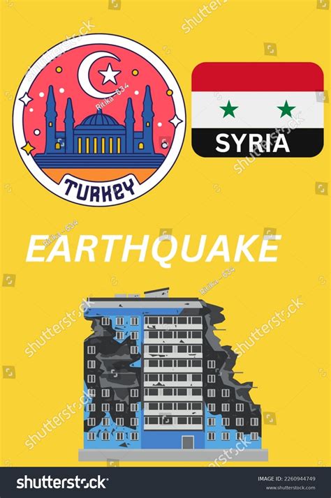 Turkey Syria Earthquake Vector Illustration Stock Illustration