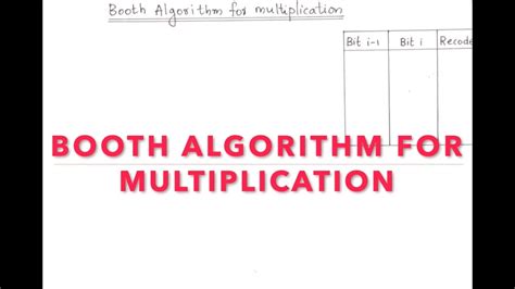 Booth Algorithm For Multiplication Using Bit Pair Recoding Booth