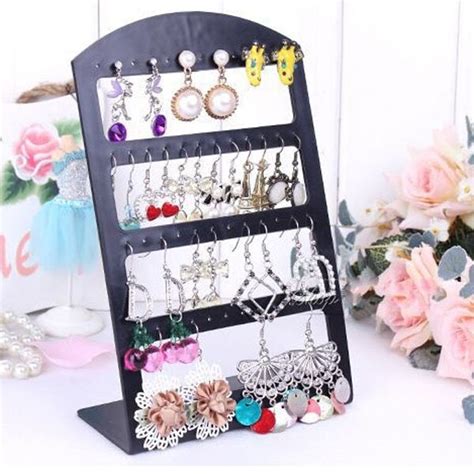 Portable 48 Holes 24 Pairs Earrings Ear Studs Jewelry Plastic Display