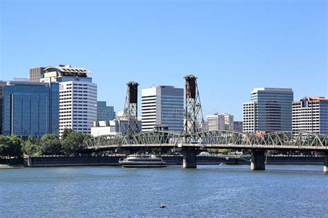 Hawthorne Bridge With Portland Skyline Oregon Stock Photo Image Of