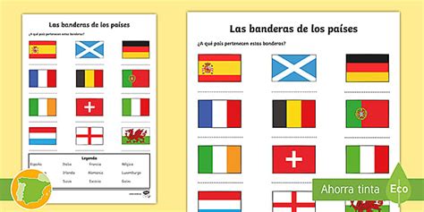 Ficha de actividad Las banderas de los países Twinkl