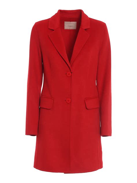 Twinset Red Wool Blend Short Coat Short Coats 202tp203300034