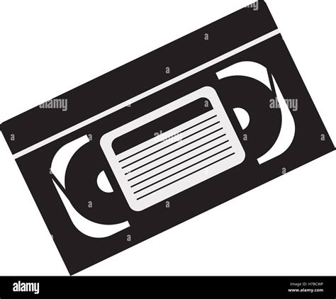 Silhouette Of Video Cassette Tape Icon Over White Background Vector Illustration Stock Vector