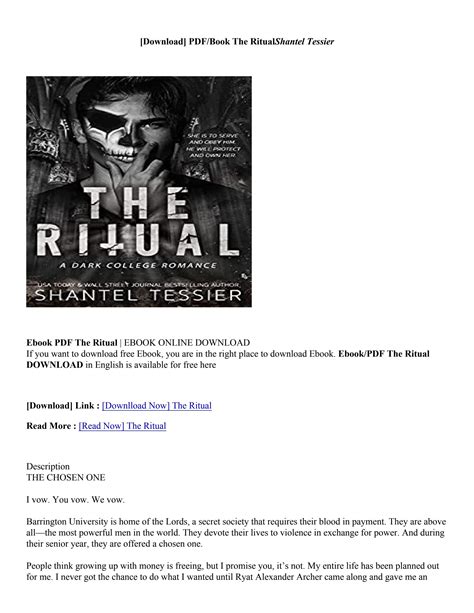 Pdf Download The Ritual By Shantel Tessier By Rositasabramagz Issuu