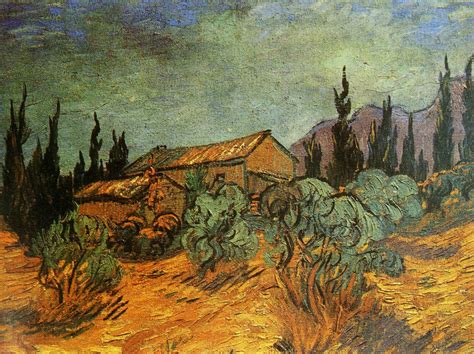 Vincent Van Gogh Sheds Between Olive Trees And Cypresses