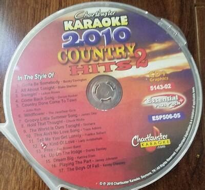 CHARTBUSTER 2010 COUNTRY HITS KARAOKE DISCS CDG 5143 02 CD G RASCAL