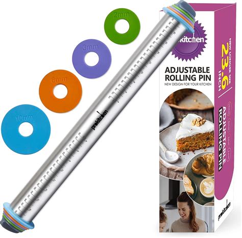 Prokitchen 236 Inch Long Rolling Pin With Thickness Rings