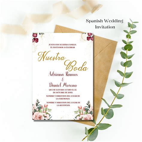 Spanish Wedding Printable Invitation Template Invitacion - Etsy