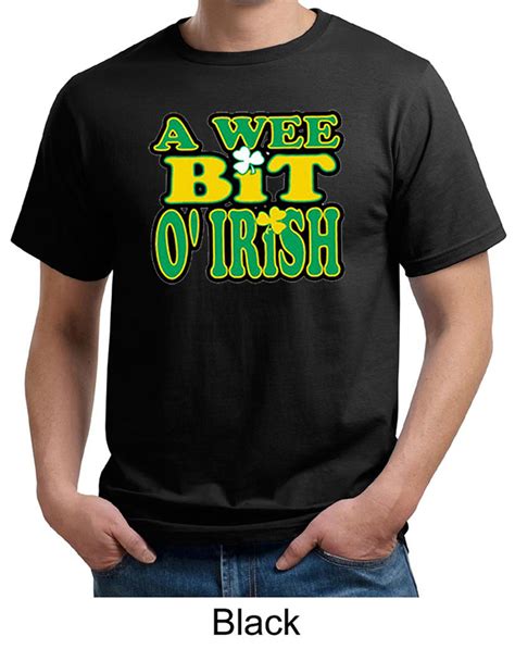 St Patricks Day Mens Shirt A Wee Bit Irish Shamrock Organic Tee A Wee