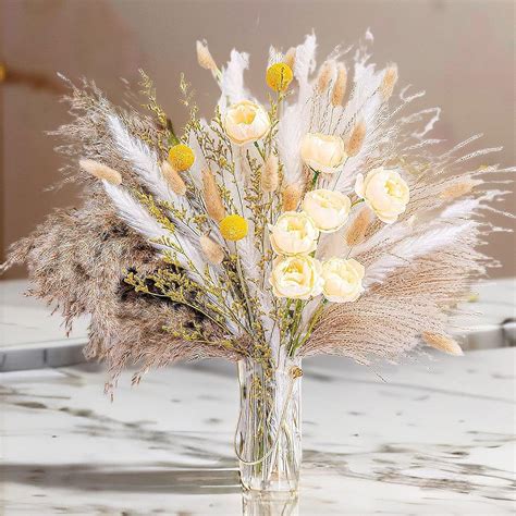 Pampas Grass Decor 8 Various Dried Flowers Bouquet For Flower Vase Natural Dried Floral Contains