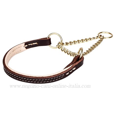 Collare Golden Charm In Pelle Naturale E Acciaio Per Cane Mc