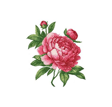 Peony Embroidery Flower Embroidery Photostitch Flower Machine