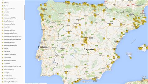 Mapa de todos los restaurantes con Estrella Michelin en España