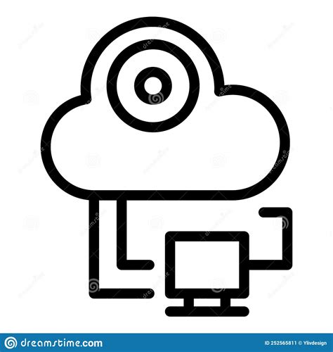 Computer Data Cloud Icon Outline Vector Process Build Stock Vector