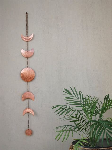 Moon Wall Decor Copper Red Moon Phases Wall Hanging Full Moon - Etsy