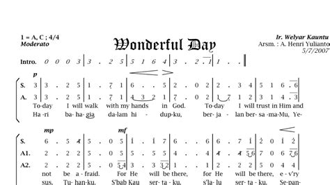 Alto Wonderful Day Satb Welyar Kauntu Arr Henri Yulianto Youtube